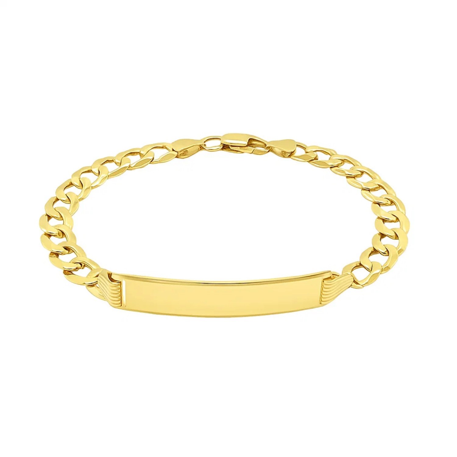 14k Yellow Gold 8 1/2 inch Mens Curb Chain ID Bracelet (8.30 mm) - Image 2