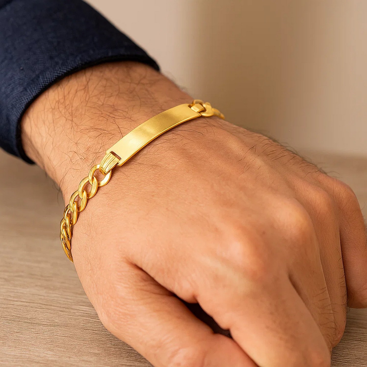 14k Yellow Gold 8 1/2 inch Mens Curb Chain ID Bracelet (8.30 mm) - Image 6