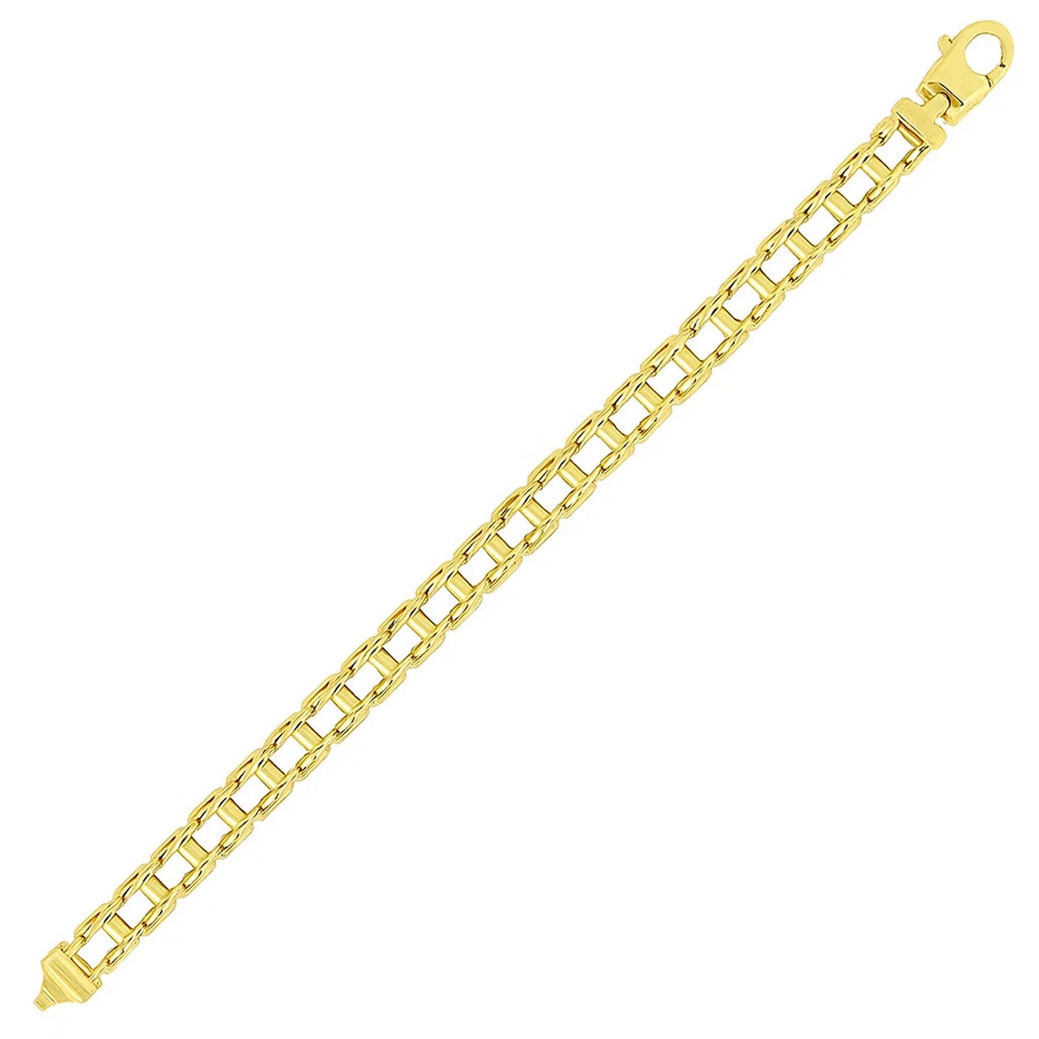14k Yellow Gold Mens Bracelet with Rail Motif Links (5.00 mm)