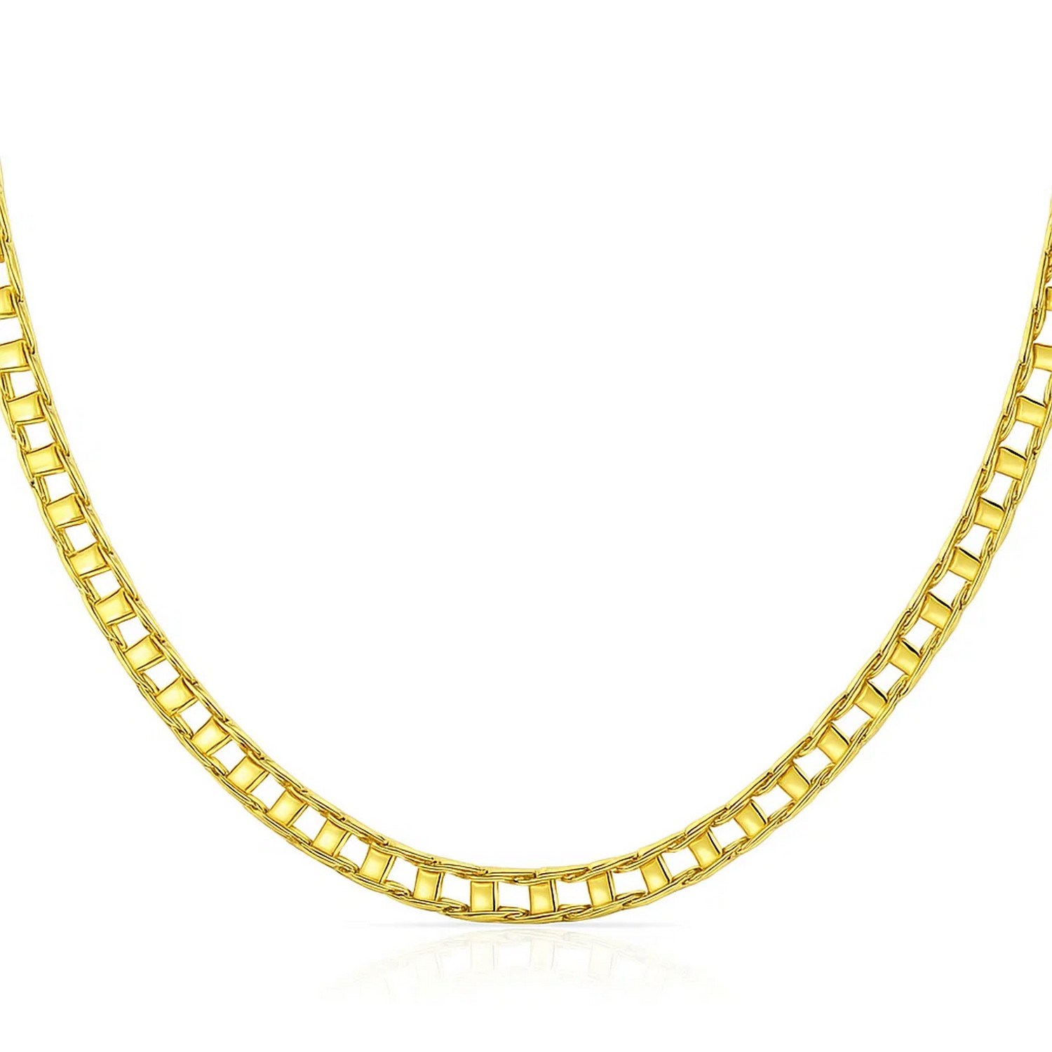 14k Yellow Gold Mens Necklace with Track Design Links (5.00 mm) - Image 2