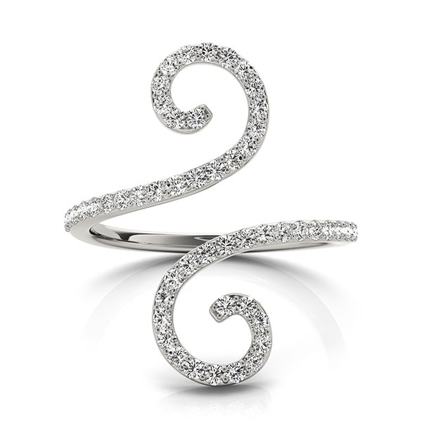 14k White Gold Diamond Open Flourish Style Ring (1/2 cttw) - Image 2