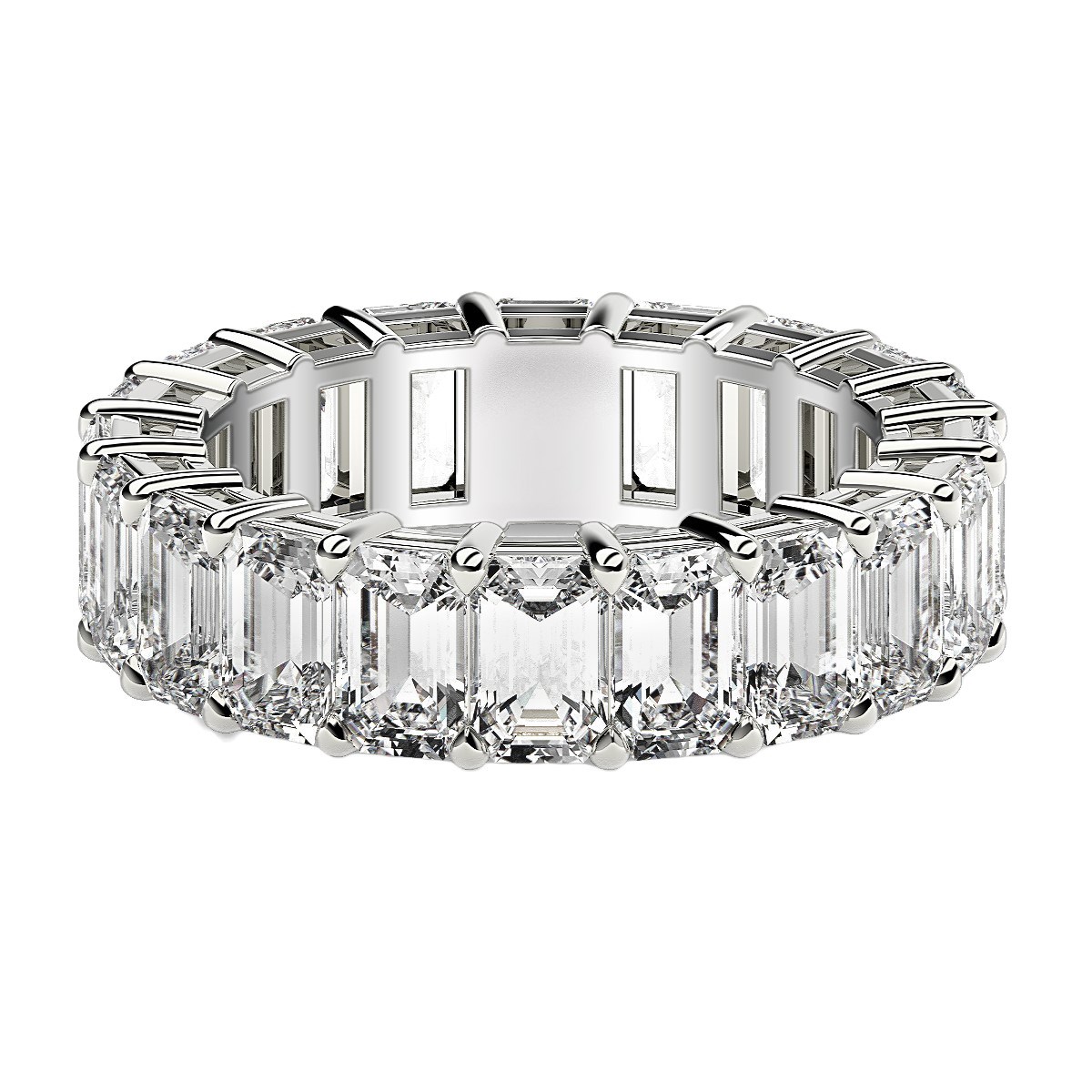 Emerald Cut Lab Grown Diamond Eternity Ring in 14k White Gold (7 cttw FG/VS2) - Image 2
