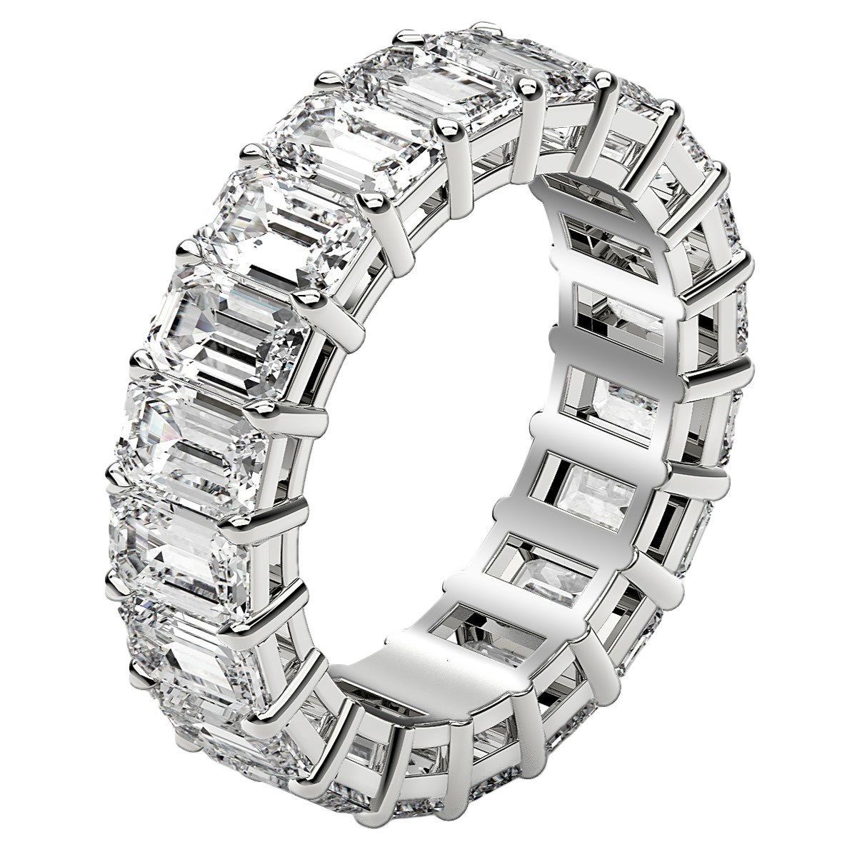 Emerald Cut Lab Grown Diamond Eternity Ring in 14k White Gold (7 cttw FG/VS2) - Image 4