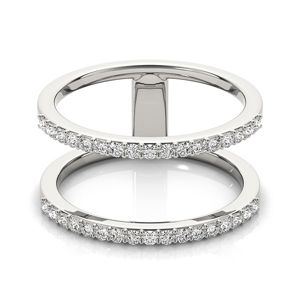 14k White Gold Dual Band Design Ring with Diamonds (1/3 cttw) - Image 2