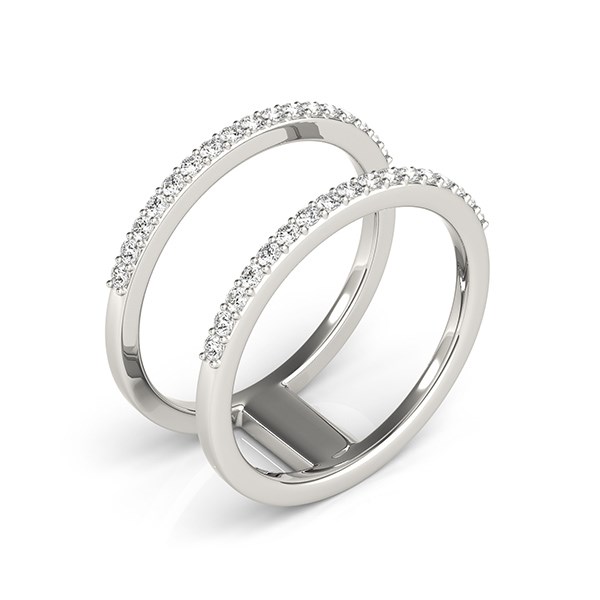 14k White Gold Dual Band Design Ring with Diamonds (1/3 cttw) - Image 3