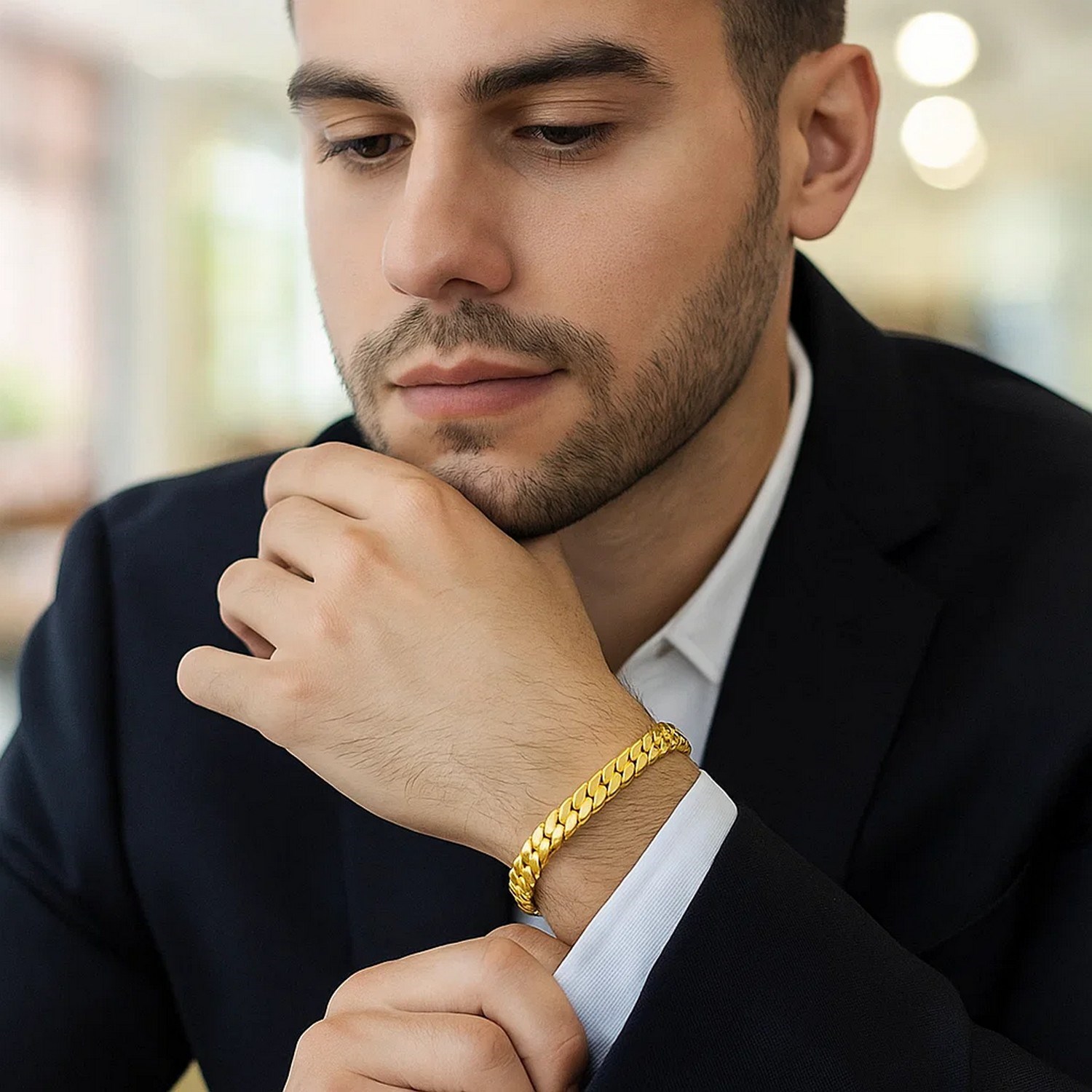 14k Yellow Gold 8 inch Mens Curb Chain Bracelet (8.00 mm) - Image 3