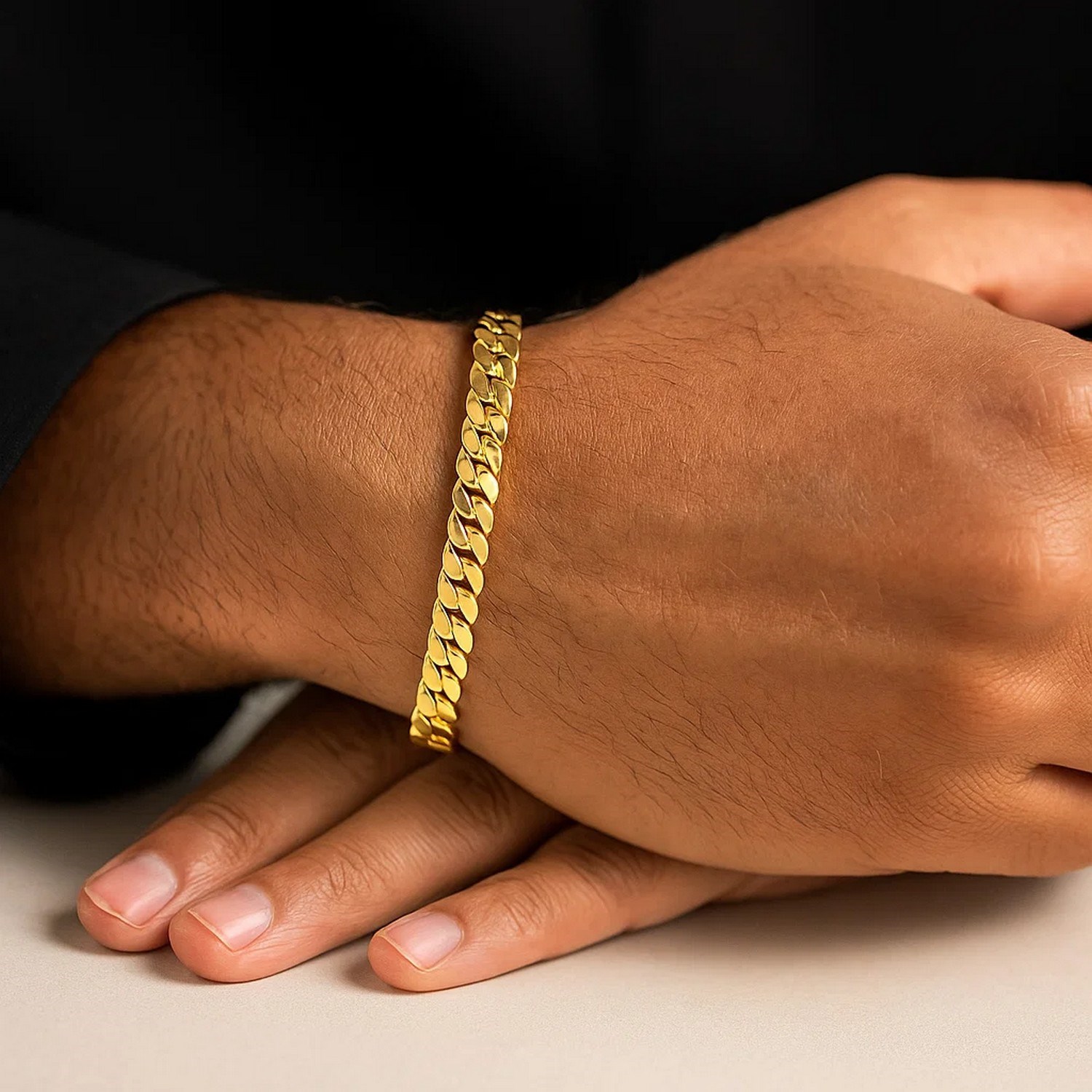 14k Yellow Gold 8 inch Mens Curb Chain Bracelet (8.00 mm) - Image 6