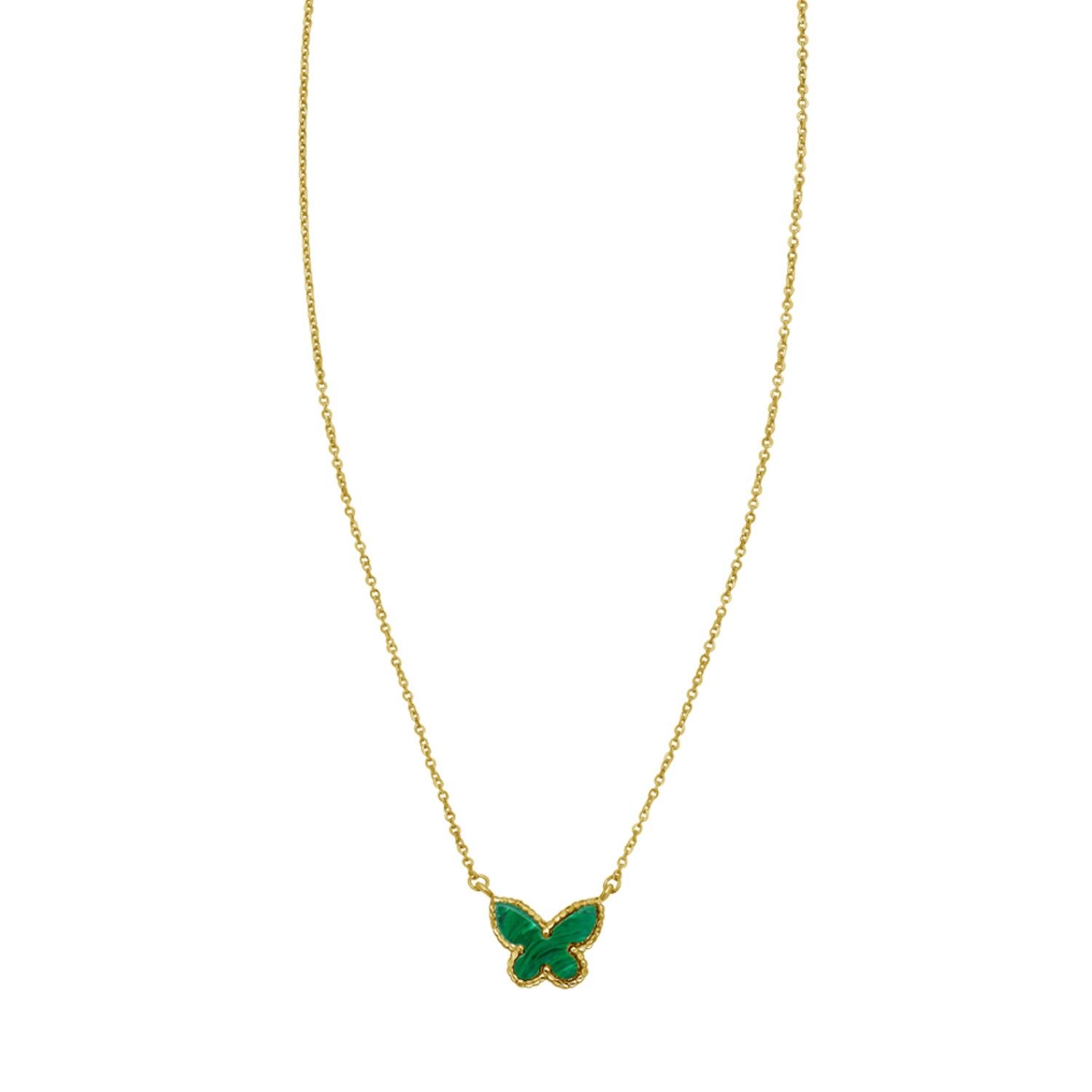 14K Yellow Gold Primavera Malachite Butterfly Necklace - Image 2