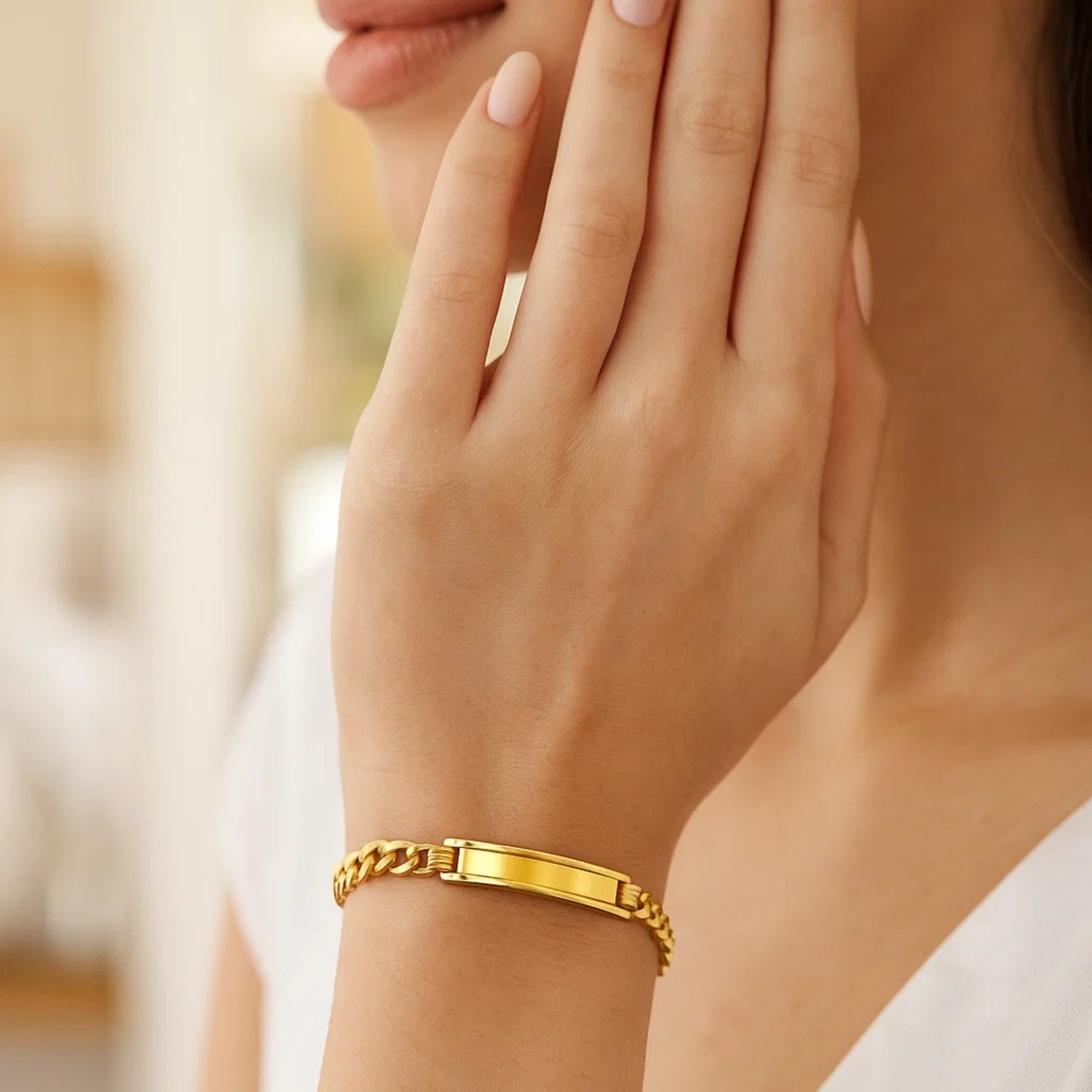14k Yellow Gold Curb ID Bracelet (4.70 mm) - Image 3