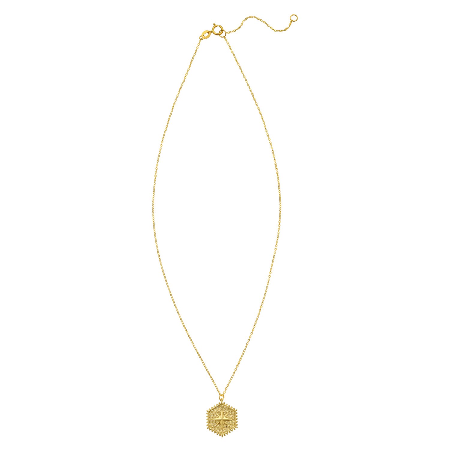 14K Yellow Gold North Star Hexagon Necklace - Image 2