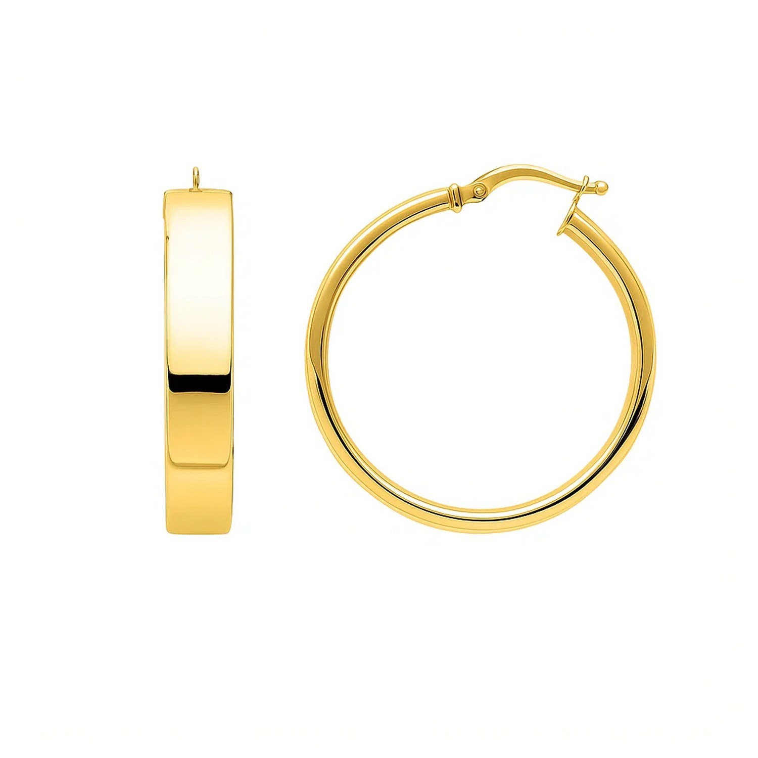 Large Tube Shaped Hoop Earrings in 14K Yellow Gold - Image 2