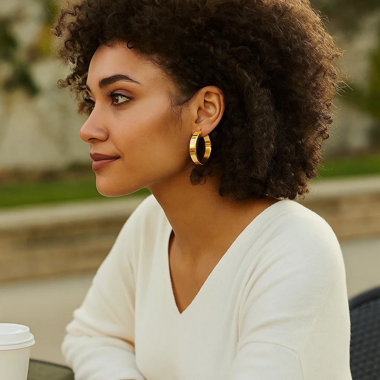 Large Tube Shaped Hoop Earrings in 14K Yellow Gold - Image 4