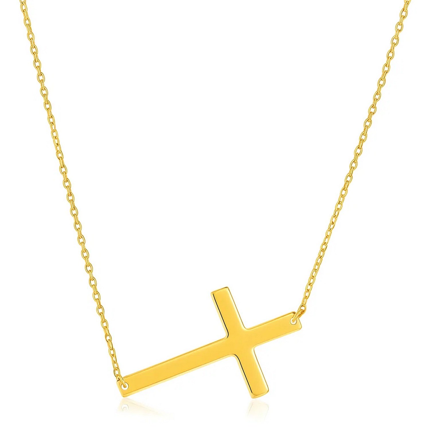 14k Yellow Gold Plain Cross Motif Necklace