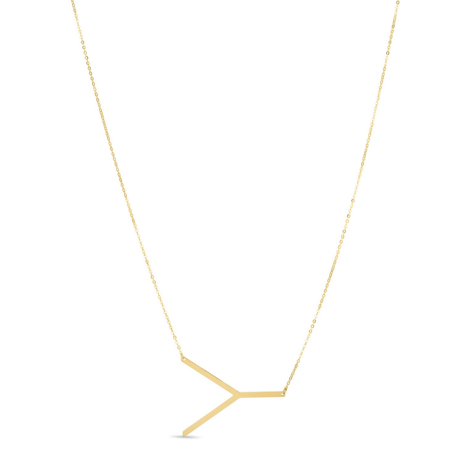 14K Yellow Gold Yours Truly Large Initial Y Necklace