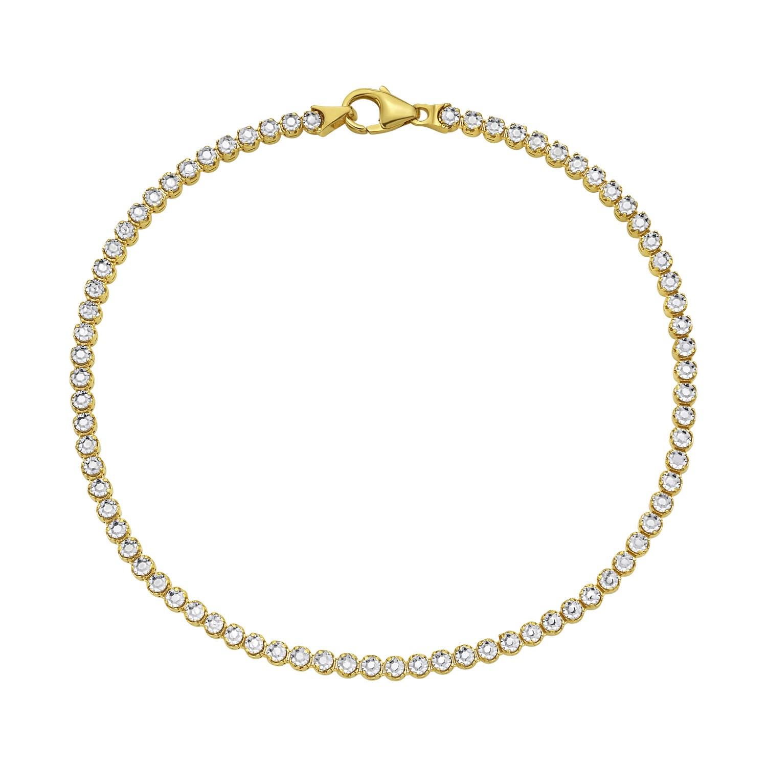 14K Two Tone Gold Diamon Oro Tennis Bracelet (2.40 mm)
